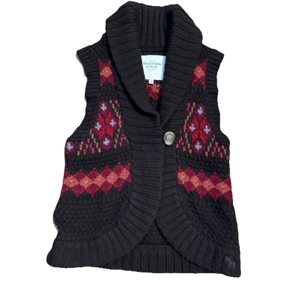 Abercrombie &‎ Fitch Sweater Vest SZ Medium Cozy Boho Wool Blend Thick
